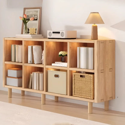 Étagère horizontale en bois naturel à 6 cubes