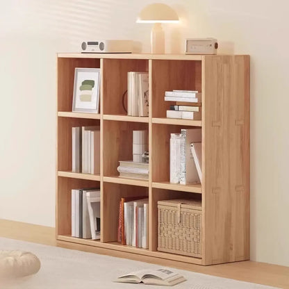 Étagère horizontale en bois naturel à 6 cubes