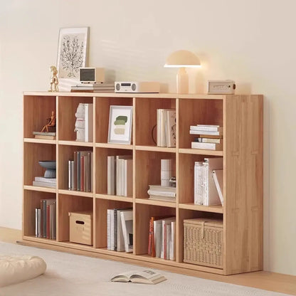 Étagère horizontale en bois naturel à 6 cubes