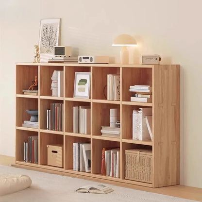 Étagère horizontale en bois naturel à 6 cubes