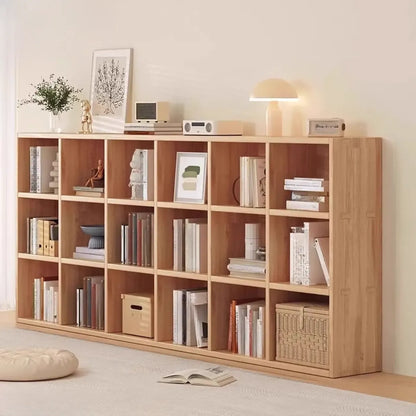 Étagère horizontale en bois naturel à 6 cubes