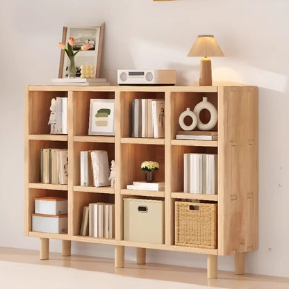 Étagère horizontale en bois naturel à 6 cubes