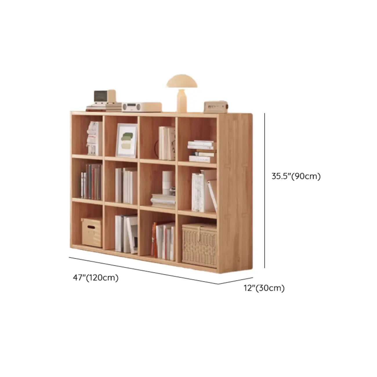 Étagère horizontale en bois naturel à 6 cubes