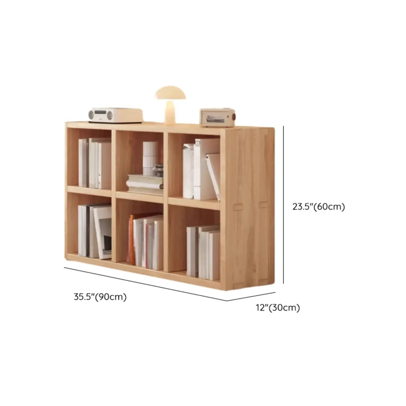 Étagère horizontale en bois naturel à 6 cubes