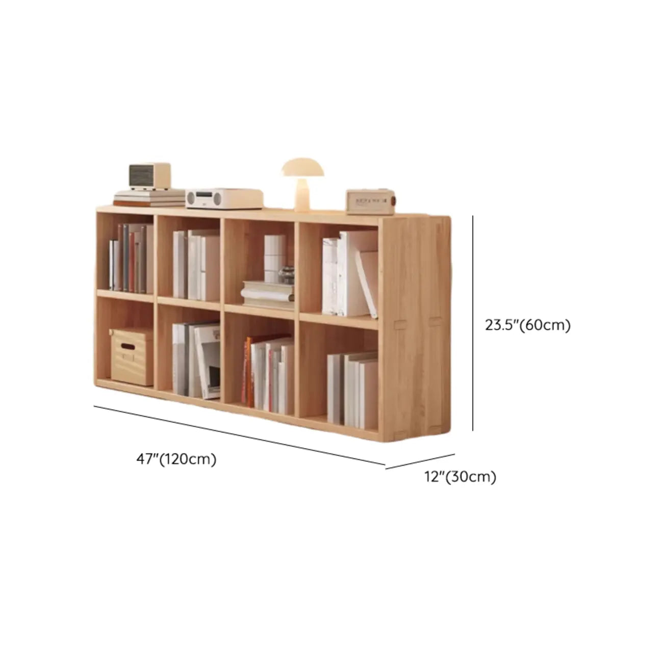 Étagère horizontale en bois naturel à 6 cubes