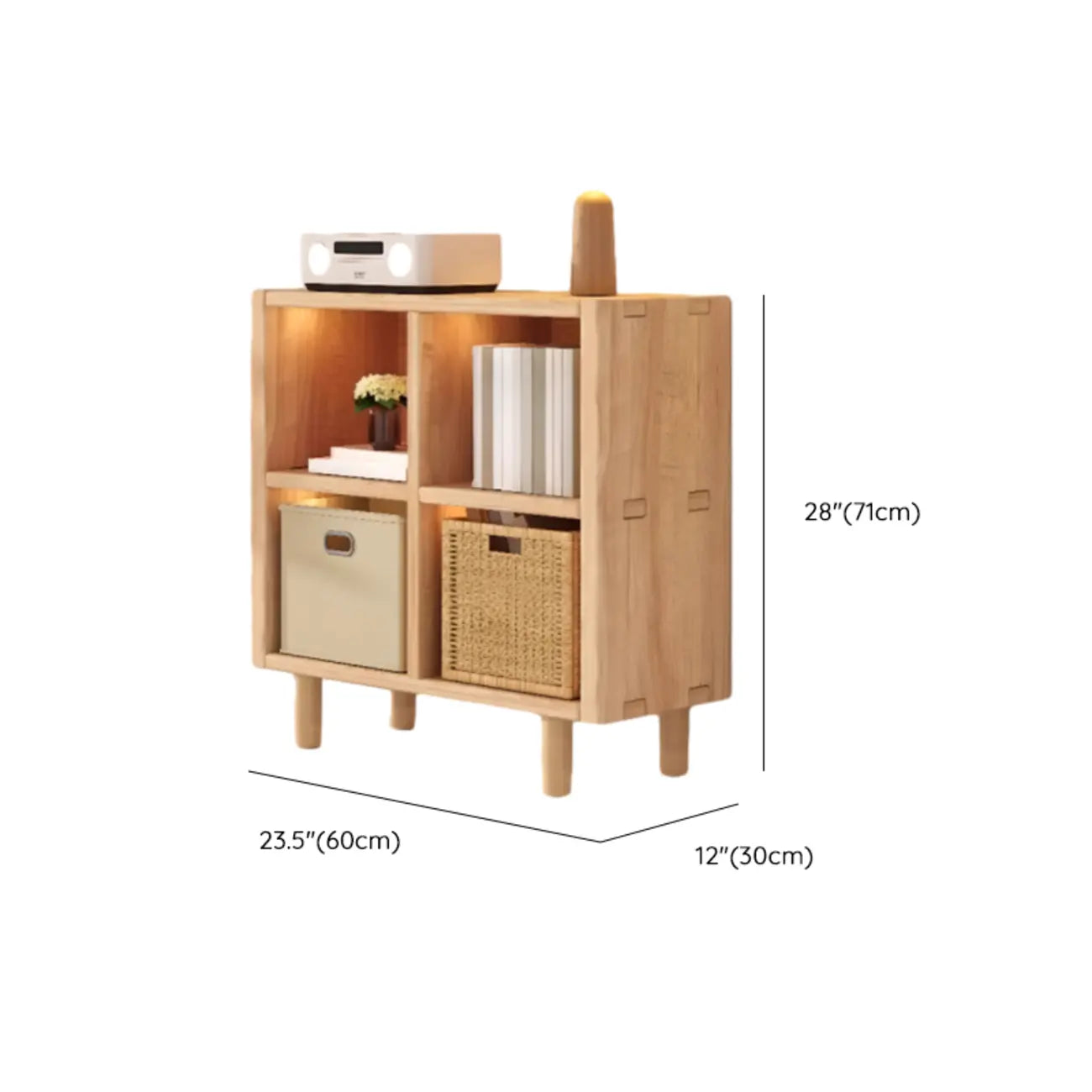 Étagère horizontale en bois naturel à 6 cubes
