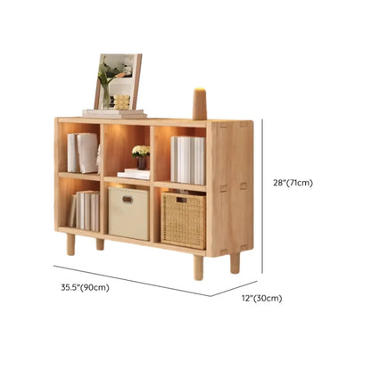 Étagère horizontale en bois naturel à 6 cubes