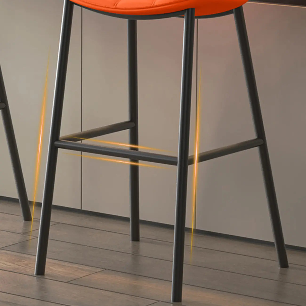 Tabourets de bar de comptoir modernes concaves en cuir à dossier bas