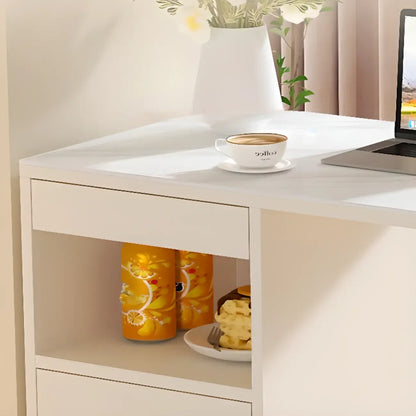 Tables de bar modernes en bois d'ardoise blanche de forme libre avec rangement