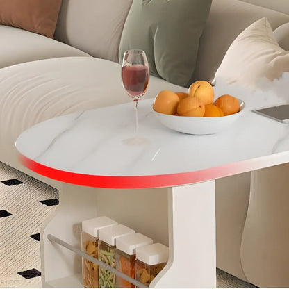 Tables de bar modernes en bois d'ardoise blanche de forme libre avec rangement