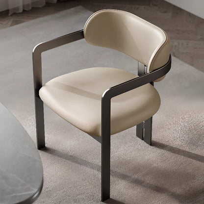Chaise de salle à manger moderne avec accoudoirs en similicuir et pieds en alliage