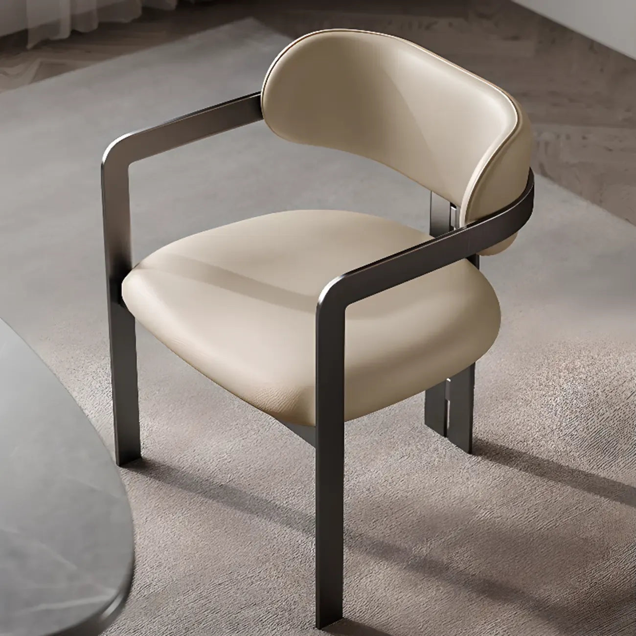 Chaise de salle à manger moderne avec accoudoirs en similicuir et pieds en alliage