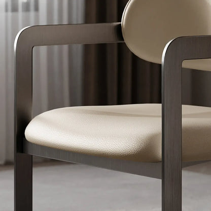 Chaise de salle à manger moderne avec accoudoirs en similicuir et pieds en alliage