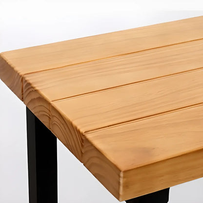 Tables de bar à tréteaux en bois et fer naturel de style campagnard français