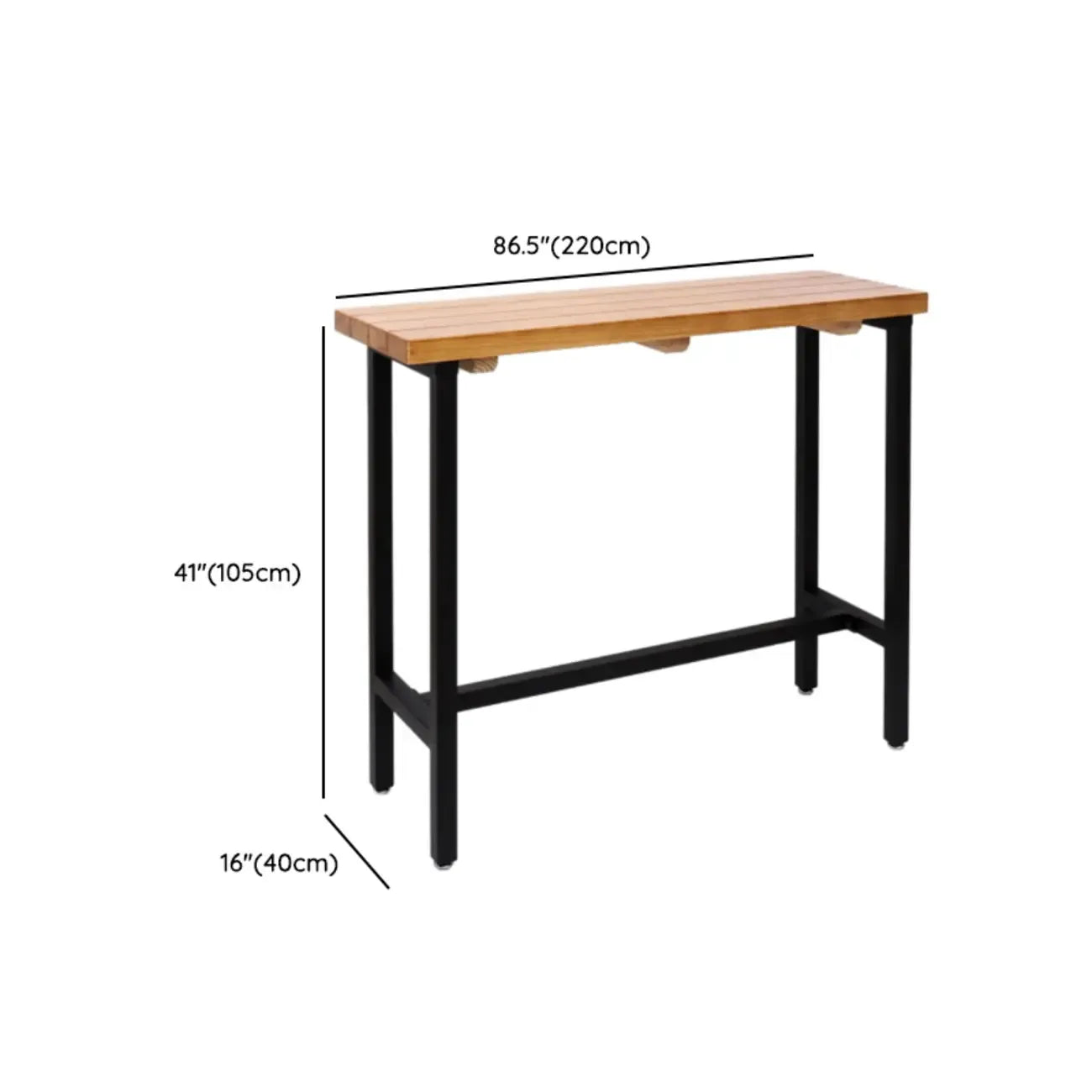 Tables de bar à tréteaux en bois et fer naturel de style campagnard français