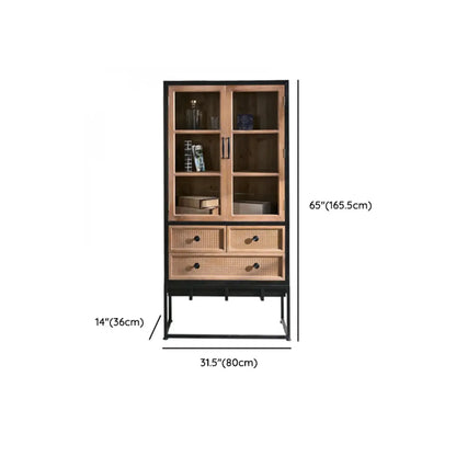 Bibliothèque rustique en bois multicolore avec tiroirs