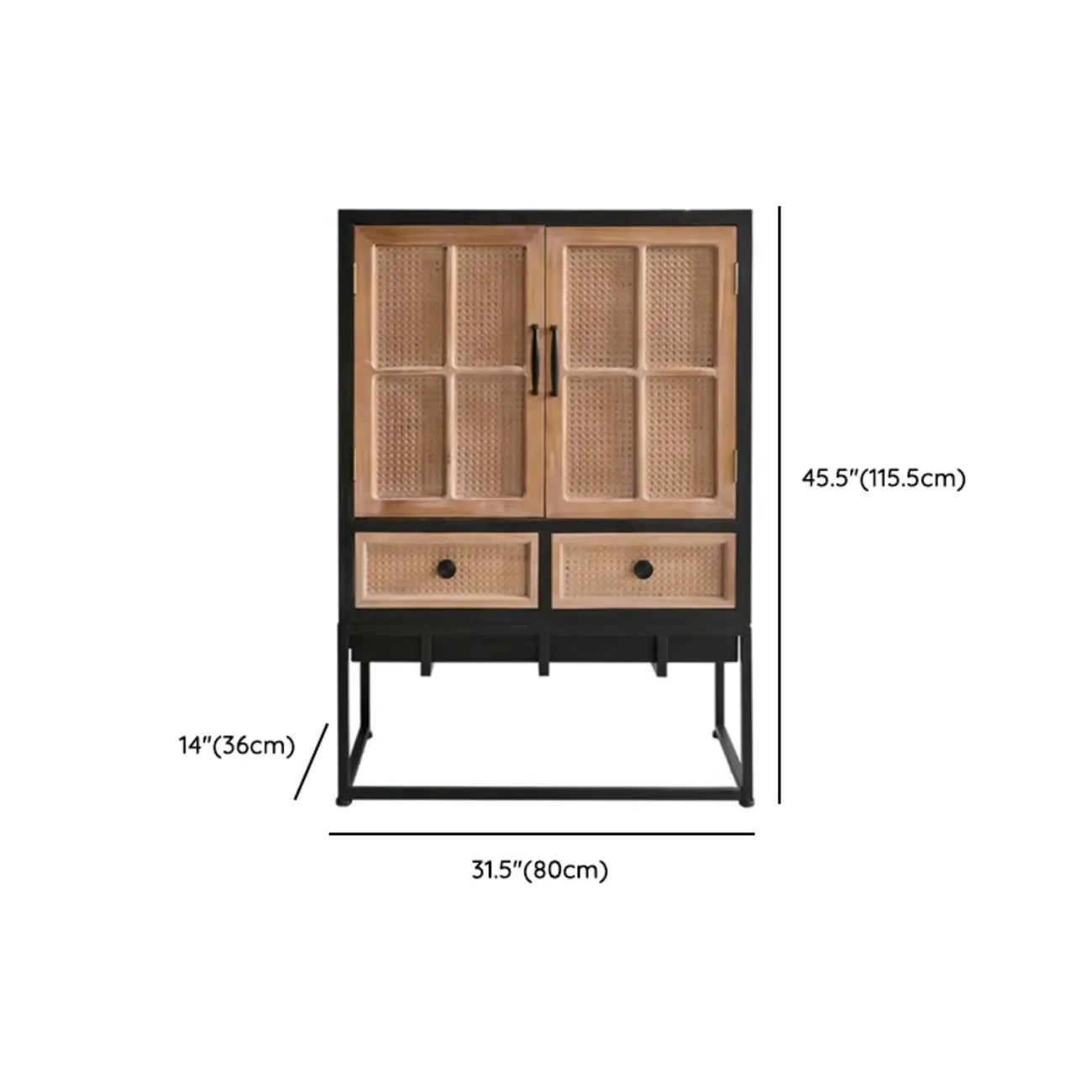 Bibliothèque rustique en bois multicolore avec tiroirs