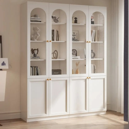 Bibliothèque moderne en bois de récupération avec portes vitrées