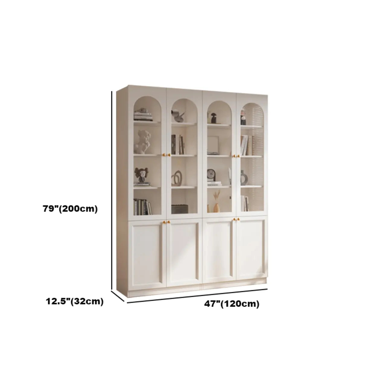 Bibliothèque moderne en bois de récupération avec portes vitrées