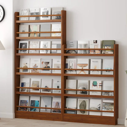 Bibliothèque rustique en chêne brun, étagères rectangulaires ouvertes