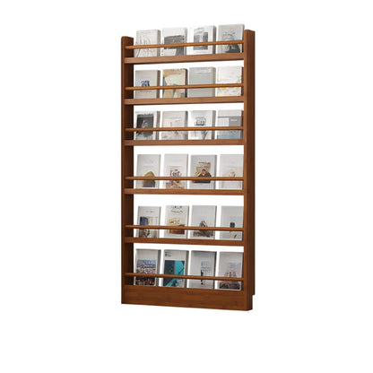Bibliothèque rustique en chêne brun, étagères rectangulaires ouvertes