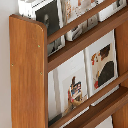Bibliothèque rustique en chêne brun, étagères rectangulaires ouvertes