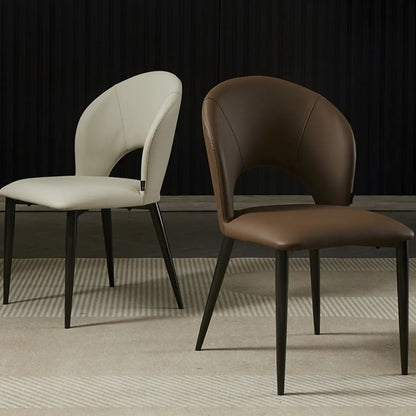 Chaises de salle à manger de style Mid-Century Modern, dossier incurvé, revêtement en similicuir