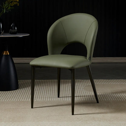 Chaises de salle à manger de style Mid-Century Modern, dossier incurvé, revêtement en similicuir