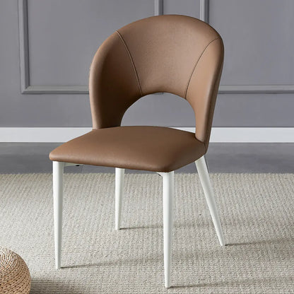 Chaises de salle à manger de style Mid-Century Modern, dossier incurvé, revêtement en similicuir