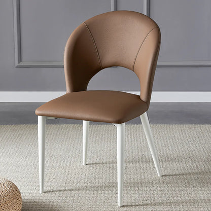 Chaises de salle à manger de style Mid-Century Modern, dossier incurvé, revêtement en similicuir