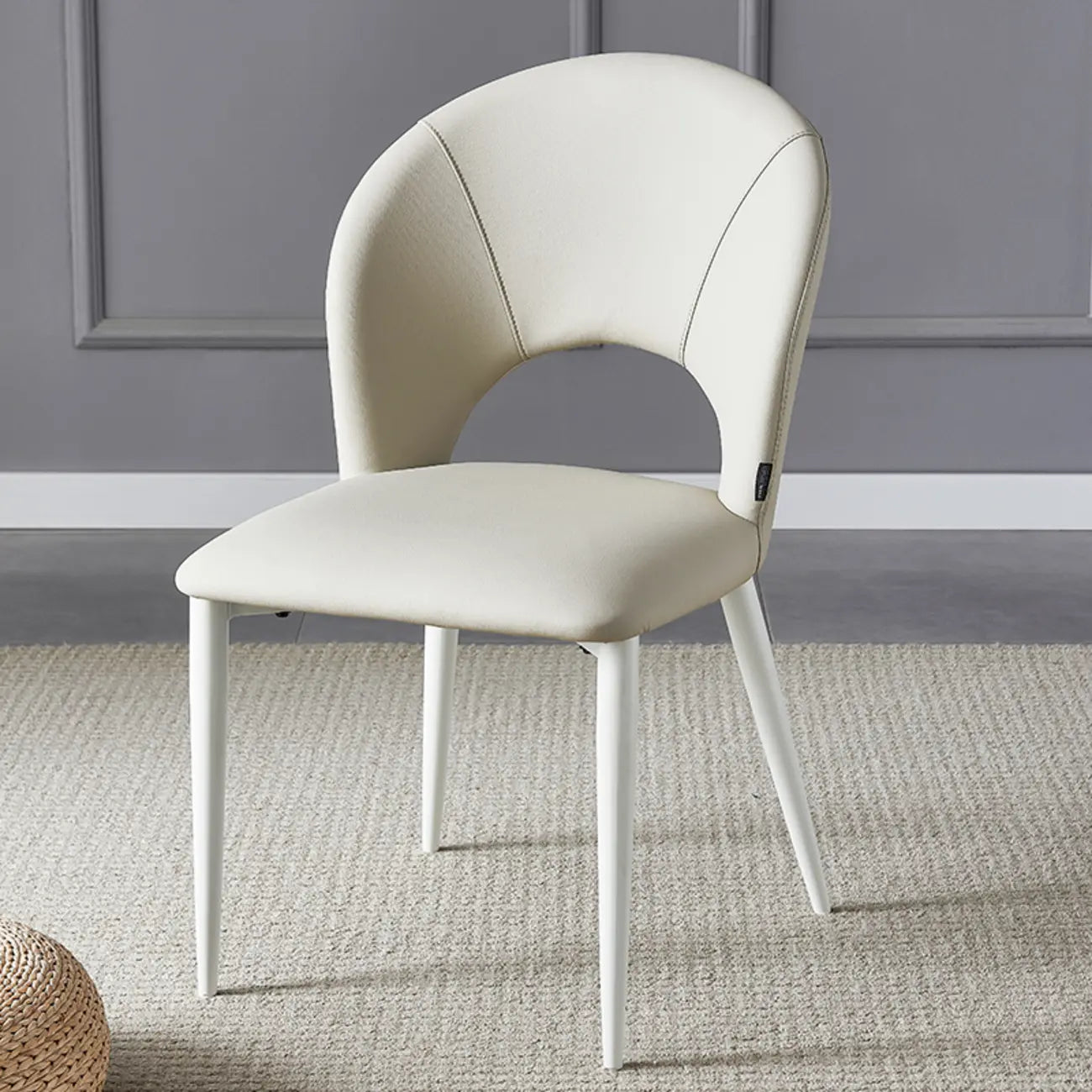 Chaises de salle à manger de style Mid-Century Modern, dossier incurvé, revêtement en similicuir