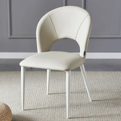 Chaises de salle à manger de style Mid-Century Modern, dossier incurvé, revêtement en similicuir