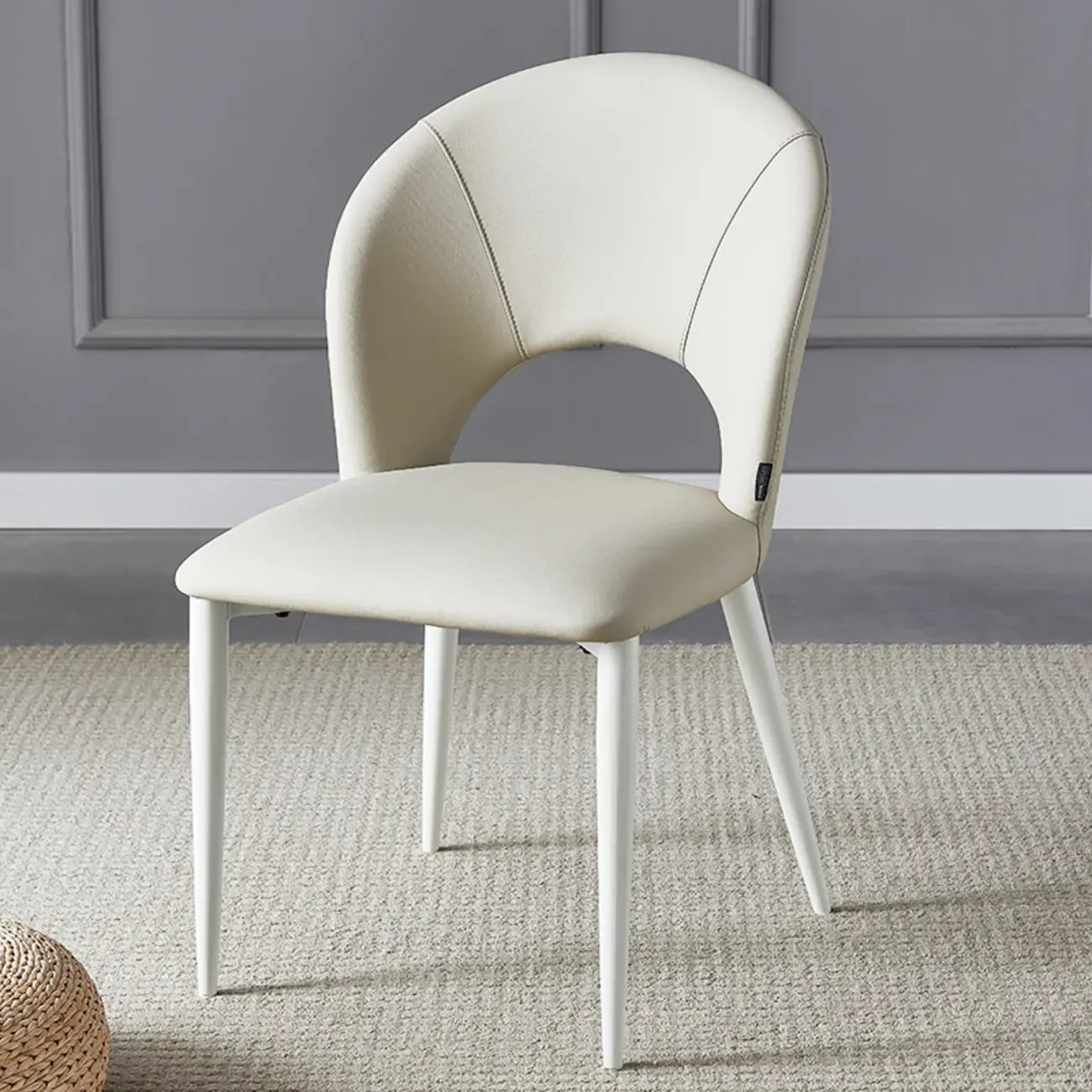 Chaises de salle à manger de style Mid-Century Modern, dossier incurvé, revêtement en similicuir