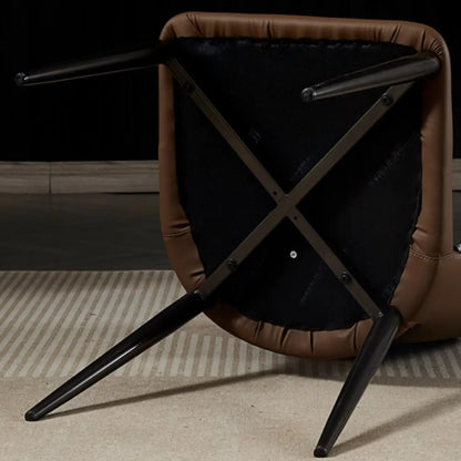 Chaises de salle à manger de style Mid-Century Modern, dossier incurvé, revêtement en similicuir