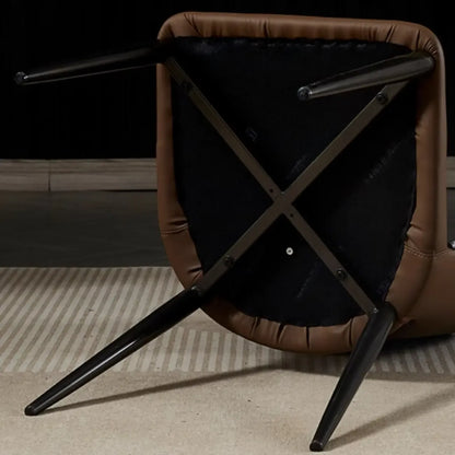 Chaises de salle à manger de style Mid-Century Modern, dossier incurvé, revêtement en similicuir