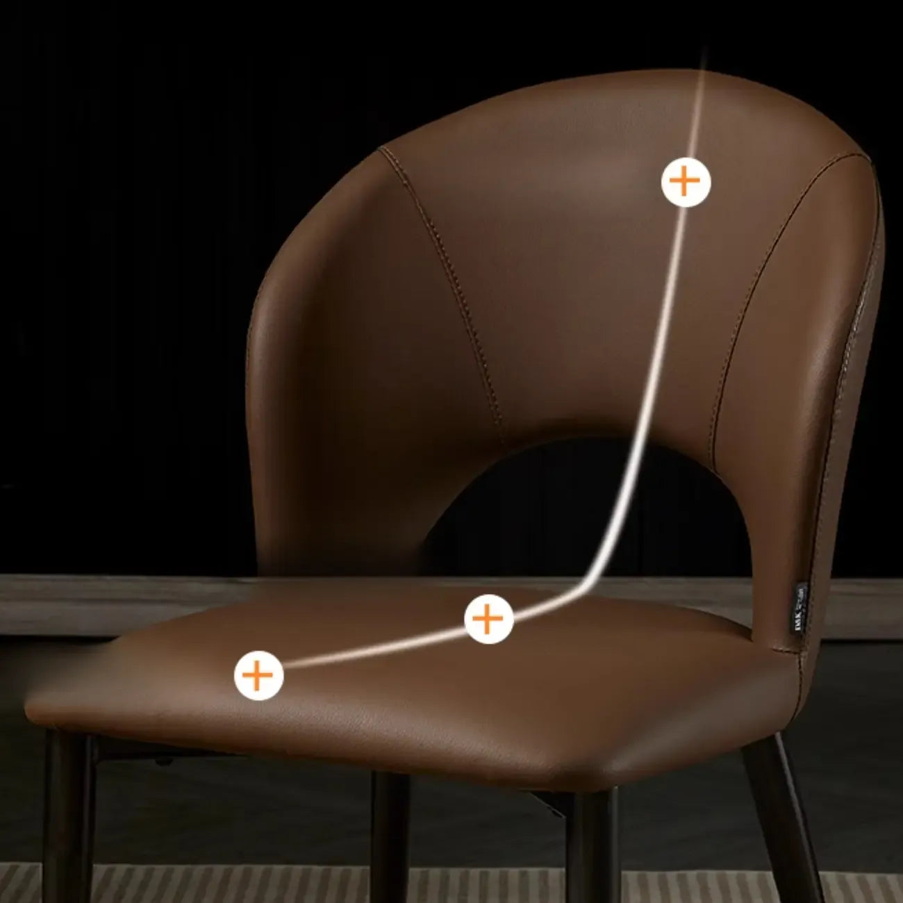 Chaises de salle à manger de style Mid-Century Modern, dossier incurvé, revêtement en similicuir