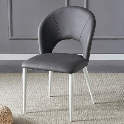 Chaises de salle à manger de style Mid-Century Modern, dossier incurvé, revêtement en similicuir