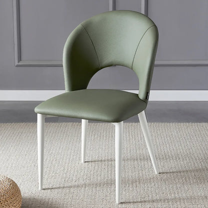 Chaises de salle à manger de style Mid-Century Modern, dossier incurvé, revêtement en similicuir