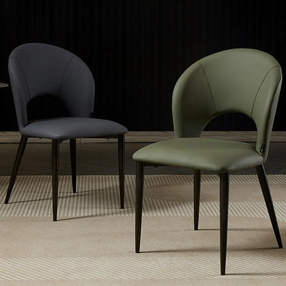 Chaises de salle à manger de style Mid-Century Modern, dossier incurvé, revêtement en similicuir