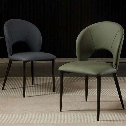 Chaises de salle à manger de style Mid-Century Modern, dossier incurvé, revêtement en similicuir