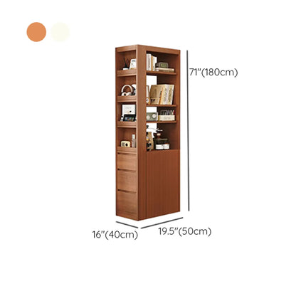 Bibliothèque d'angle étroite en chêne avec tiroirs