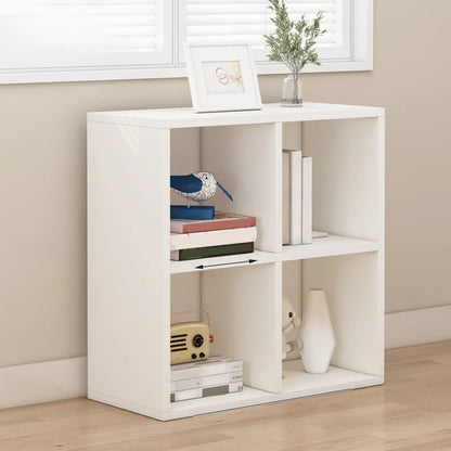 Bibliothèque basse minimaliste en bois blanc/finition naturelle