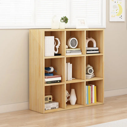Bibliothèque basse minimaliste en bois blanc/finition naturelle