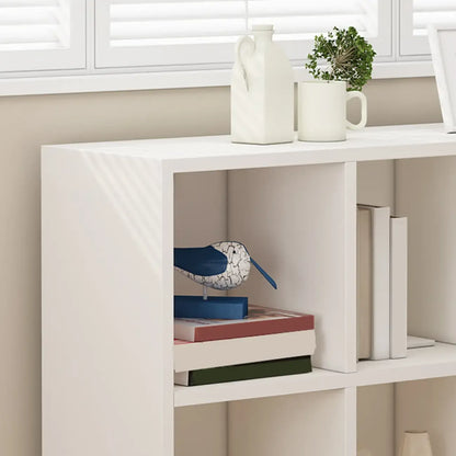 Bibliothèque basse minimaliste en bois blanc/finition naturelle