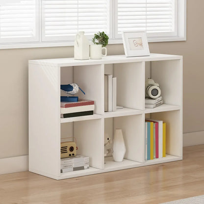 Bibliothèque basse minimaliste en bois blanc/finition naturelle