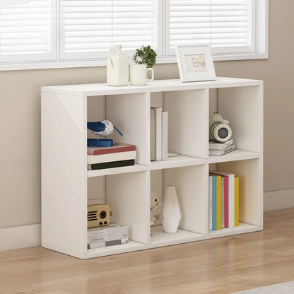 Bibliothèque basse minimaliste en bois blanc/finition naturelle