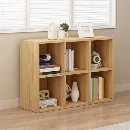 Bibliothèque basse minimaliste en bois blanc/finition naturelle