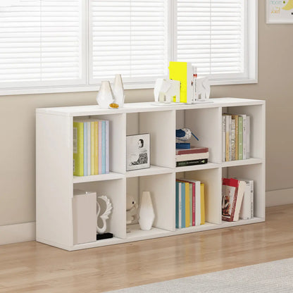 Bibliothèque basse minimaliste en bois blanc/finition naturelle