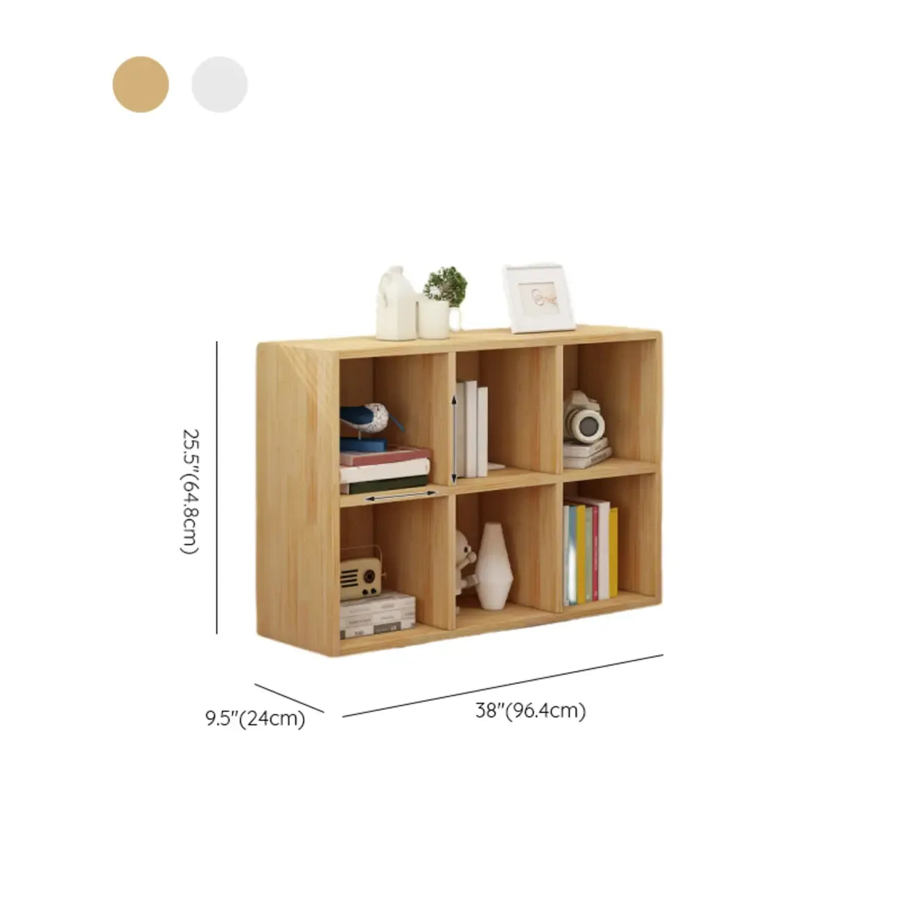 Bibliothèque basse minimaliste en bois blanc/finition naturelle