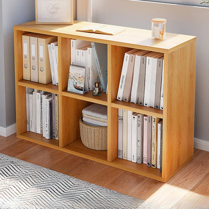 Bibliothèque horizontale cubique en bois blanc décontracté